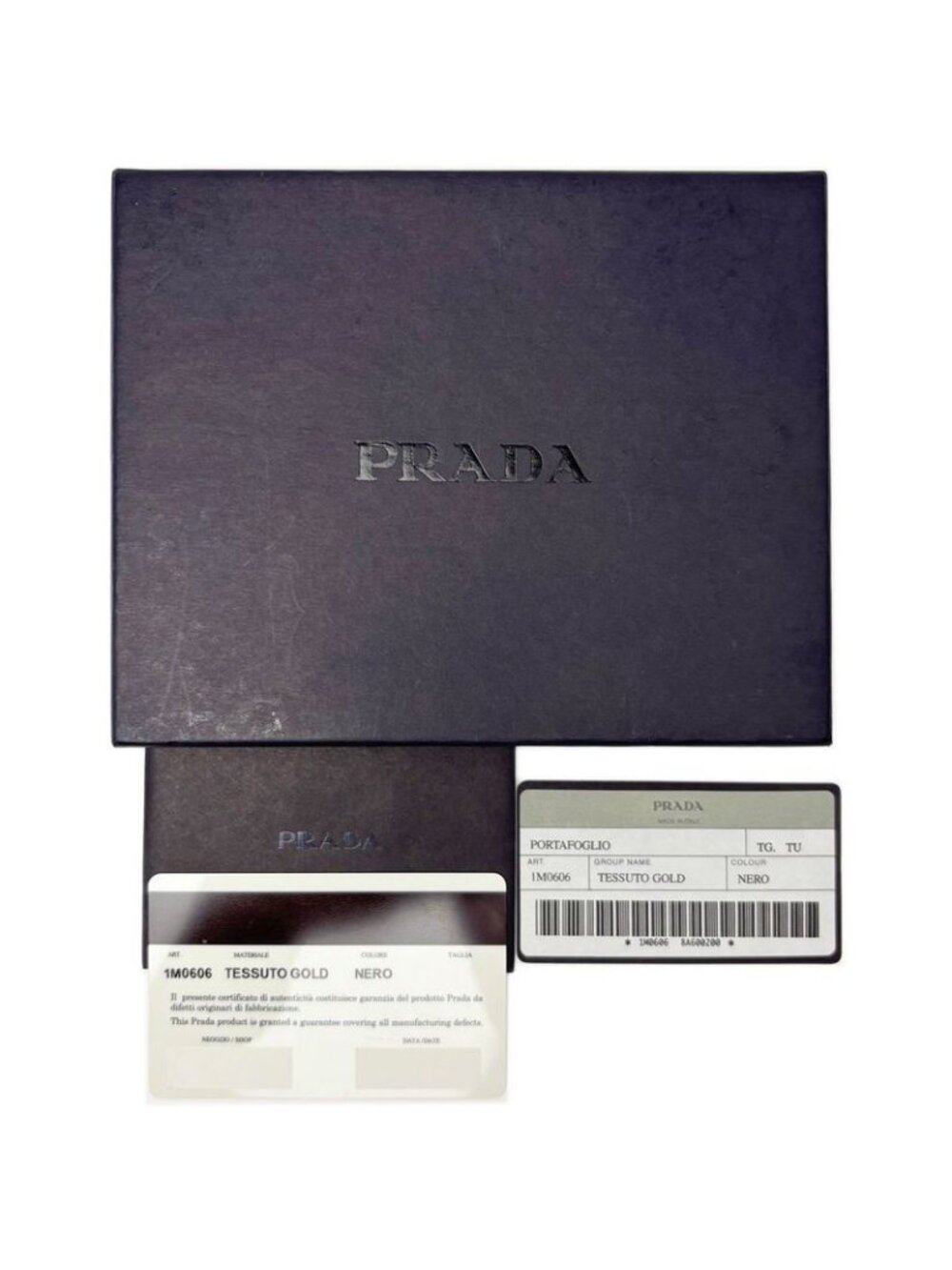 Prada Wallet Bifold Tessuto Nylon Leather Black Gold Zip Around - Picture 14 of 14